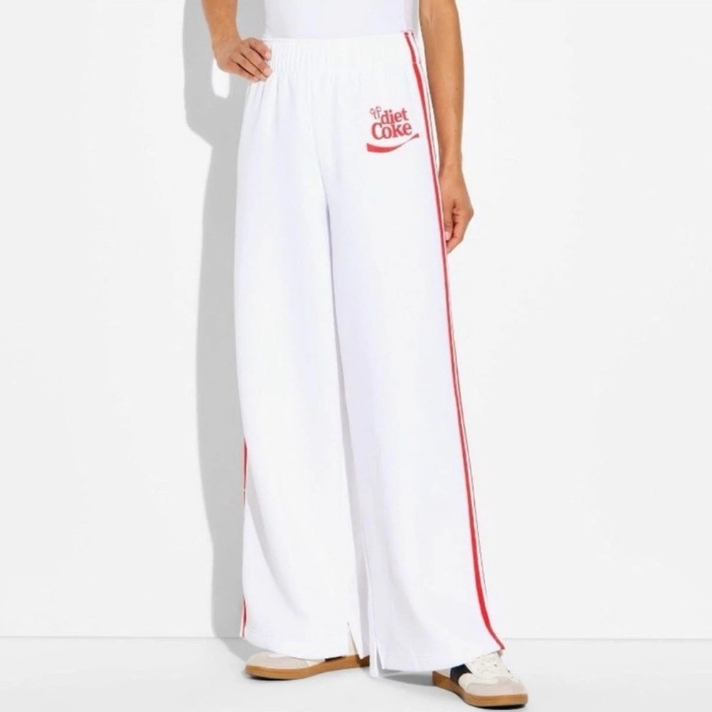 DIET COKE x TARGET NWT bow wide leg track pants -white/red -XXS